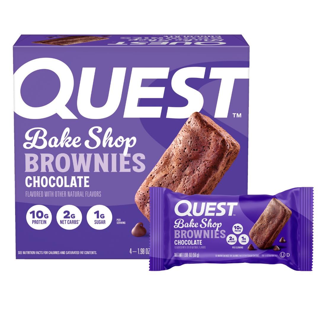 Quest Bake Shop, Chocolate Brownies, 10g Protein, 2g Net Carbs, 1g Sugar, 4 Count