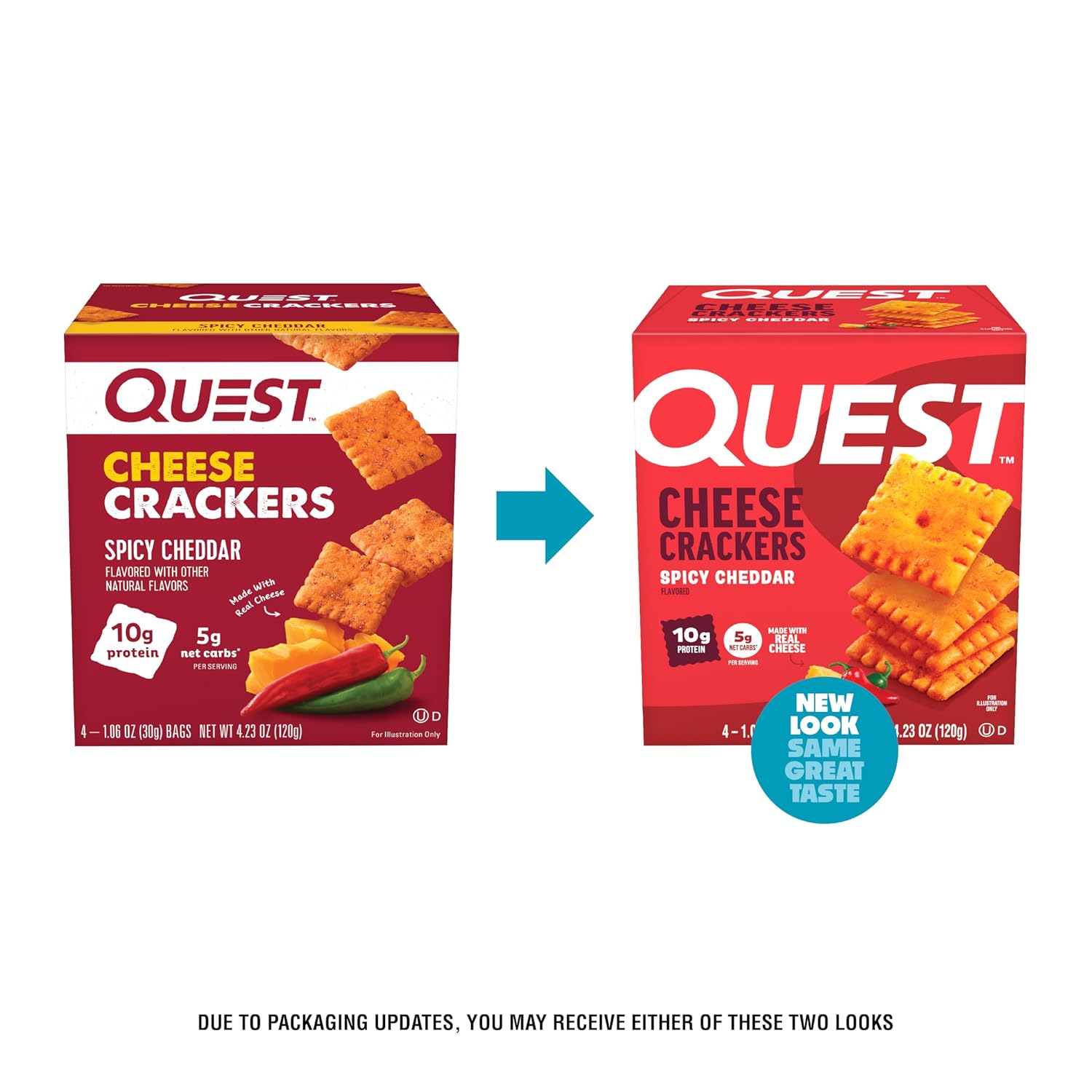 Quest Nutrition Cheese Crackers – High-Protein Desk Snack for Focused Workdays, Spicy Cheddar 4-Count
