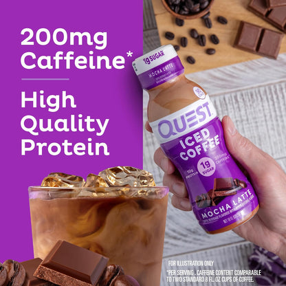 Quest Nutrition Iced Coffee Low-Sugar Protein Shake for Morning Routine and Wind-Down Self-Care, 1g Sugar Mocha Latte 4-Pack
