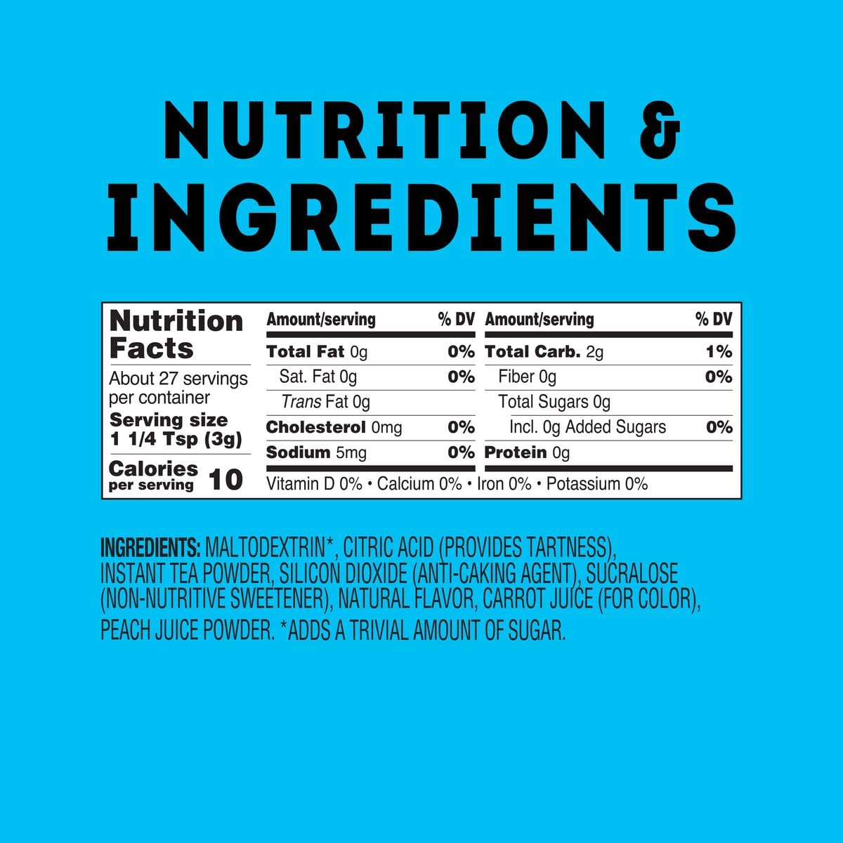 quick-mix ratios: 1.25 tsp per 12 fl oz or 2.5 tbsp per quart of cold water