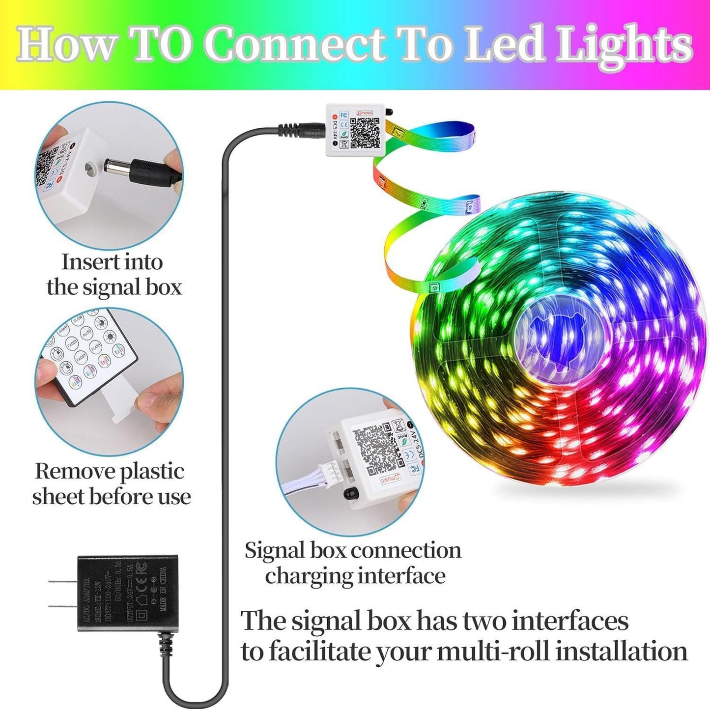 QZYL LED Strip Lights for Bedroom, 16 Million Colors RGB Ambient Lighting for Living Room and Dorm Aesthetic