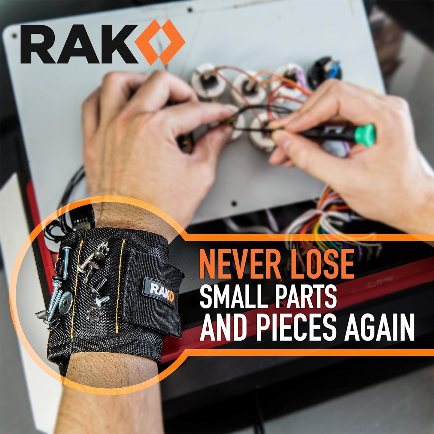 RAK Magnetic Wristband – Hands-Free Productivity Tool for Mechanics and Carpenters, Wearable Screw Holder