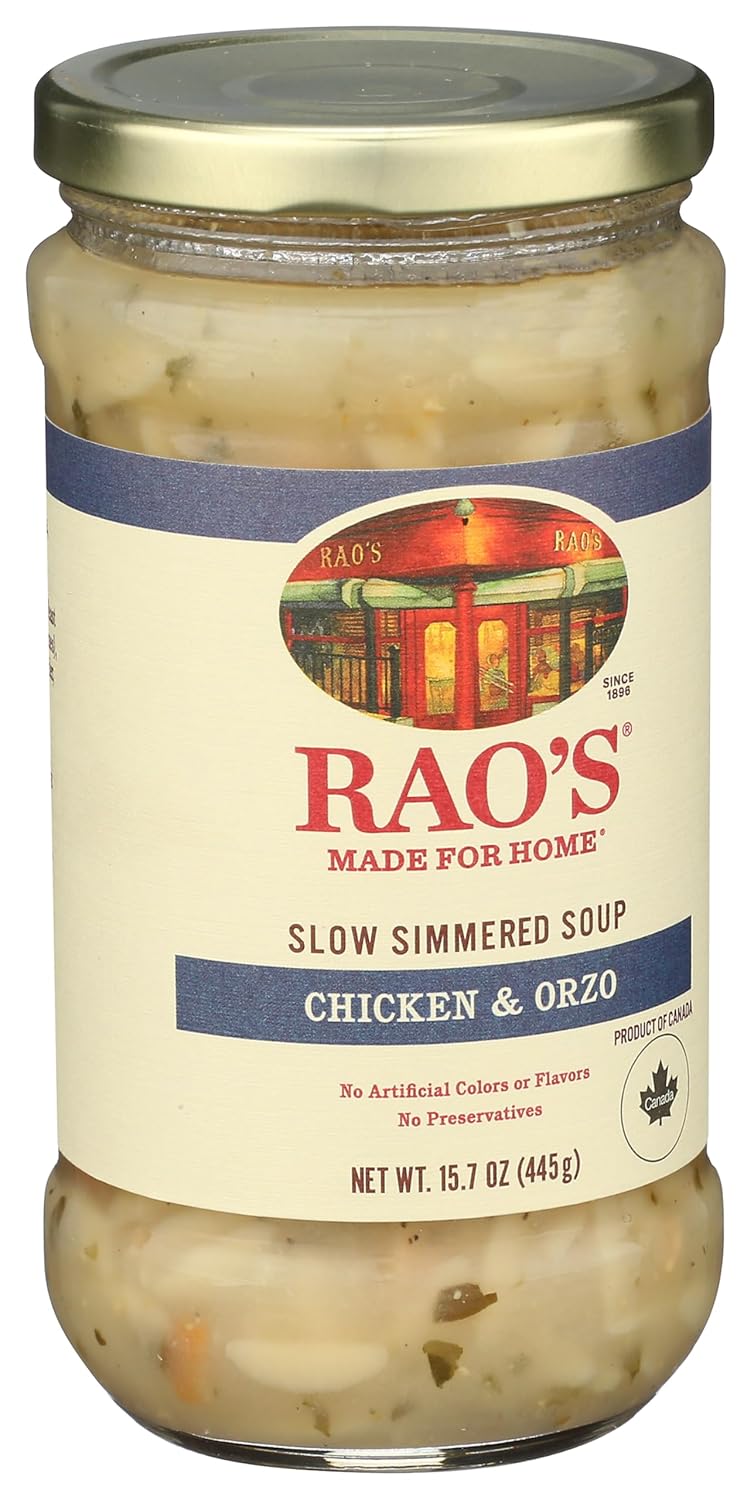 Rao's Made for Home Chicken Orzo Soup – Clean-Label Comfort Meal for Health-Conscious Home Cooks, No Artificial Additives