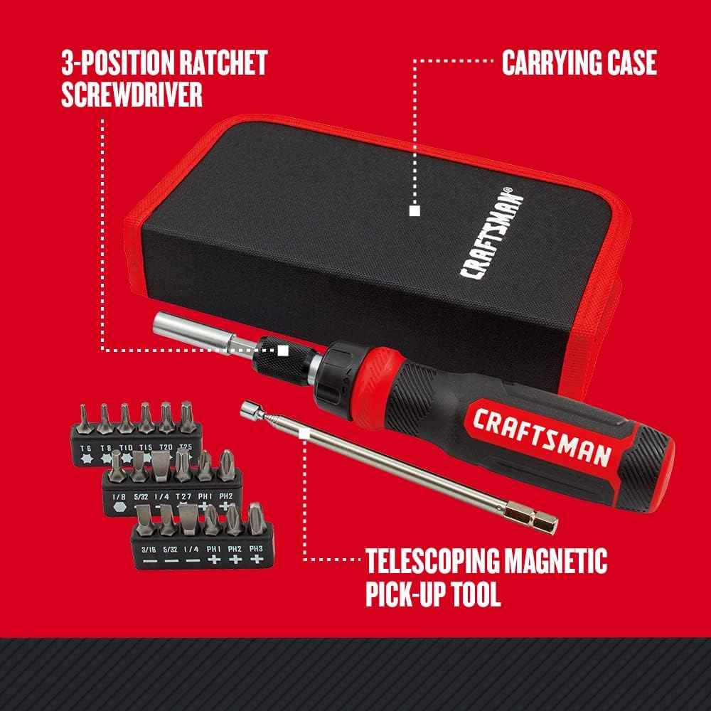 CRAFTSMAN 26-Piece Ratcheting Screwdriver – Thoughtful Housewarming Gift for New Homeowners, Tools for Her