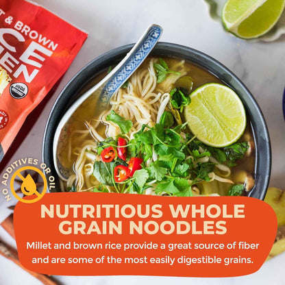 Lotus Foods Organic Millet & Brown Rice Ramen Noodles – Two-Ingredient Vegan Ramen for Clutter-Free Gluten-Free Pantries, 10 oz