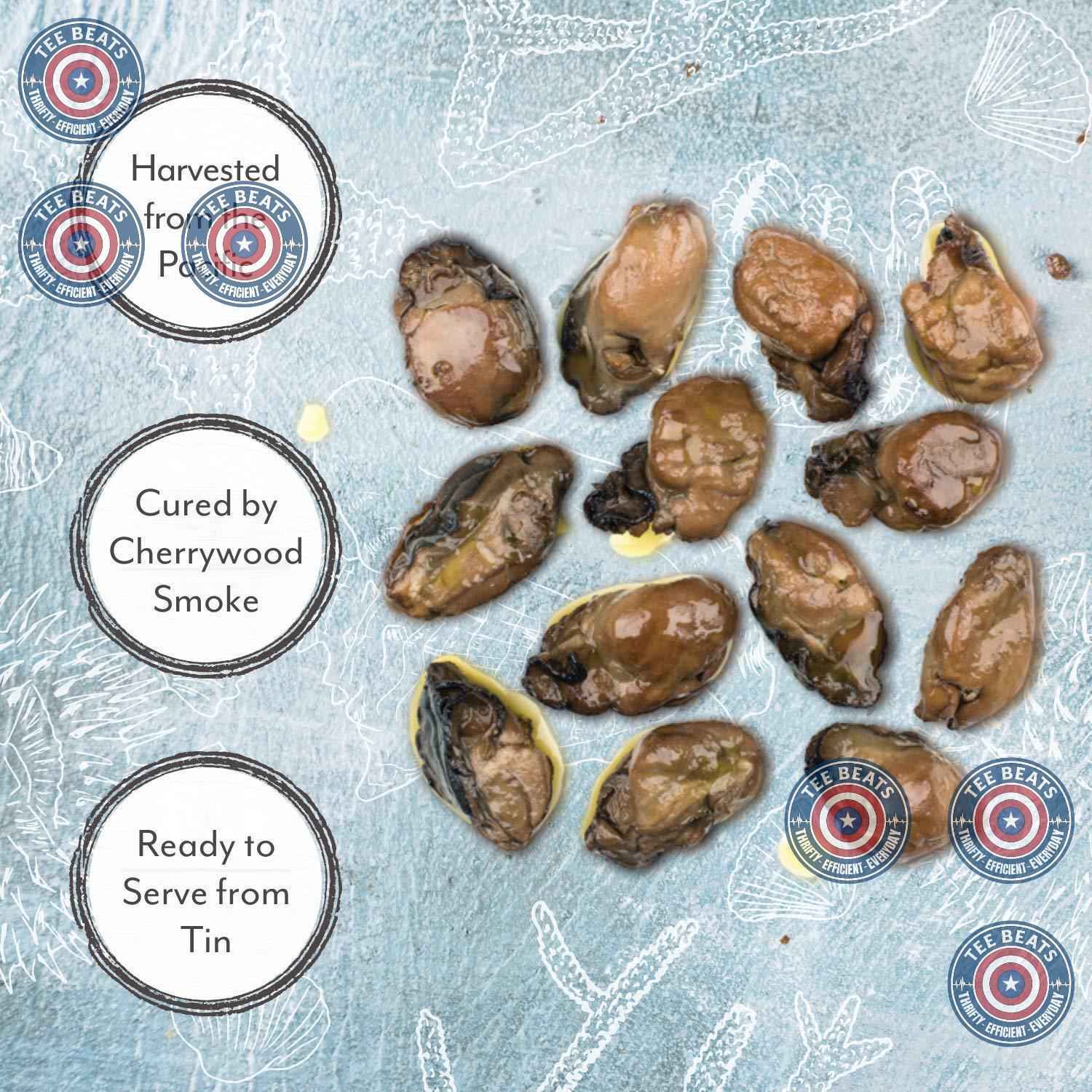 Roland Foods Cherrywood-Smoked Pacific Oysters – Premium Hand-Packed Tin for the Fine Dining Enthusiast, 3 oz Single-Serve
