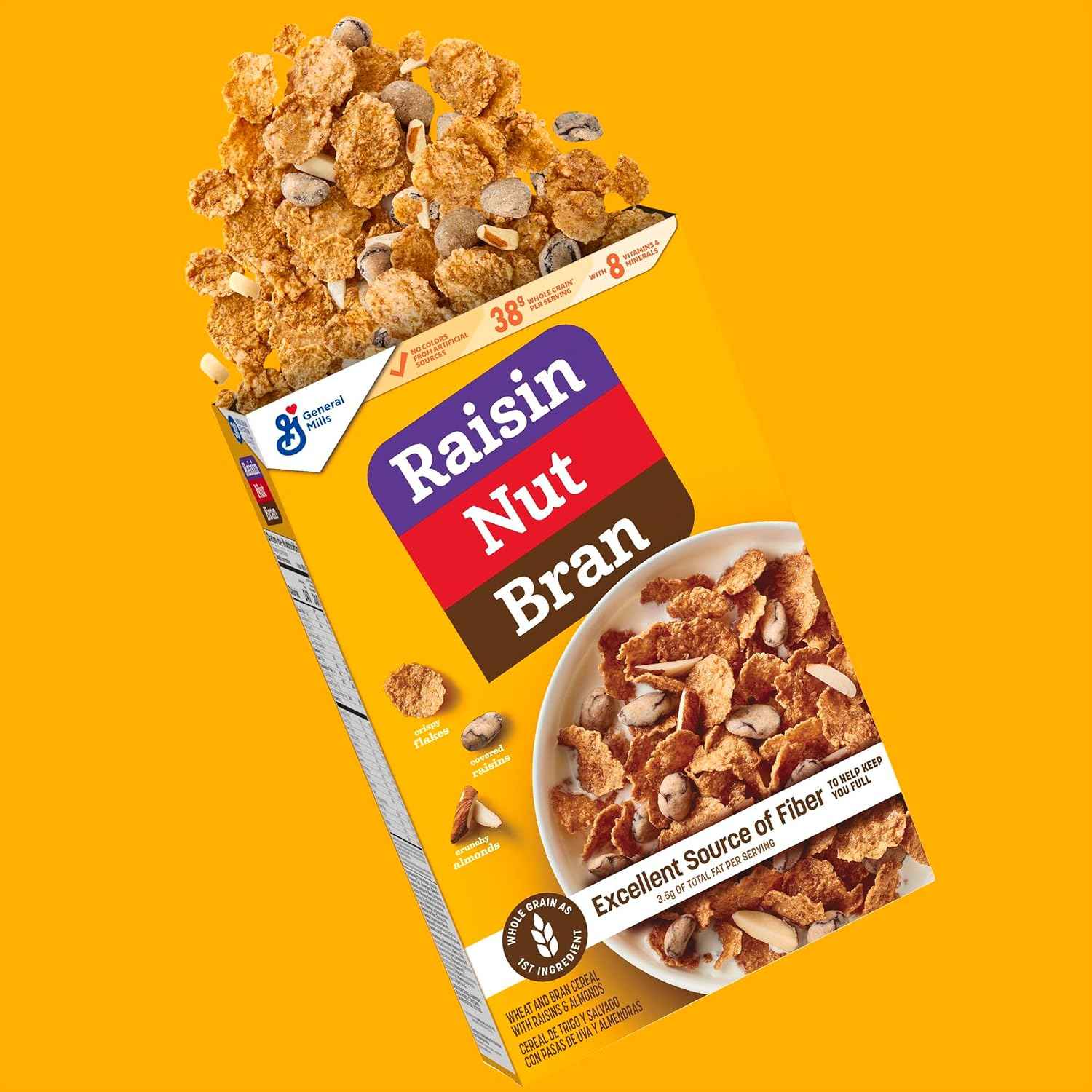 Raisin Nut Bran Cereal – Kid-Friendly High Fiber Breakfast for Family Pantry, Whole Grain Family Cereal