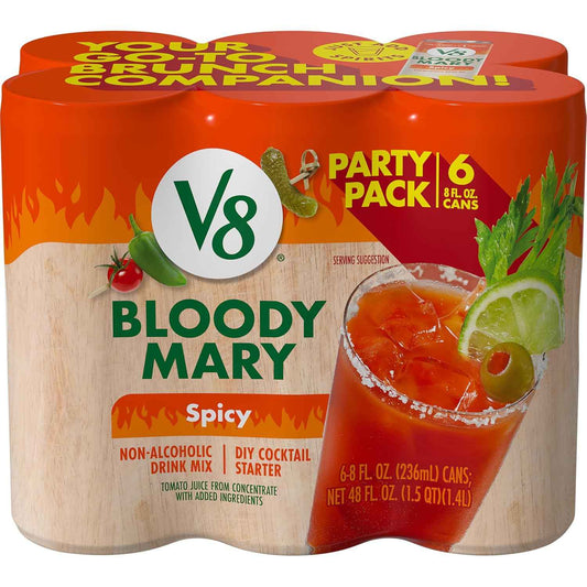 V8 Bloody Mary Mix Original 6-Pack, Quick Brunch Prep Solution for Busy Morning Schedules