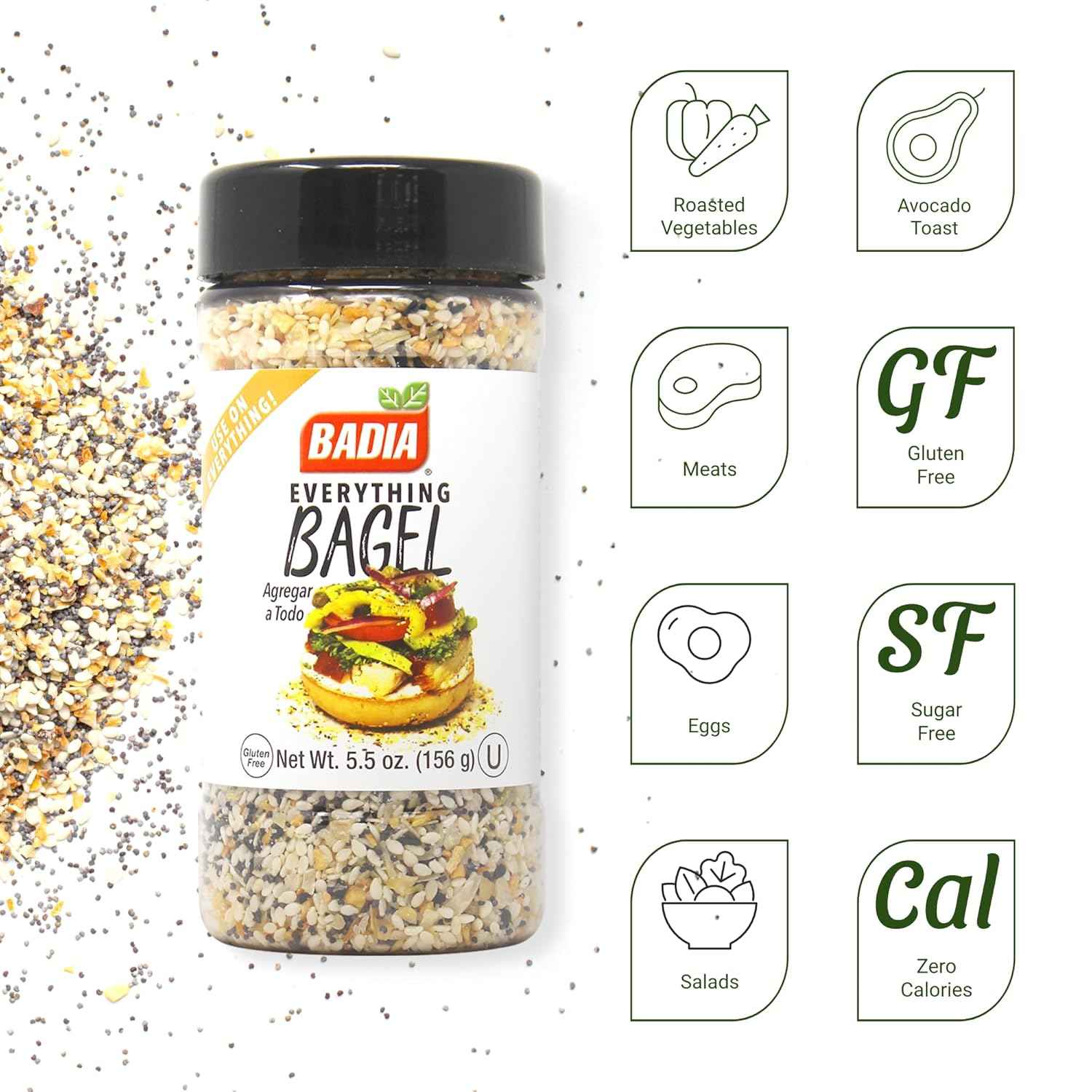 Badia Everything Bagel Seasoning – Thoughtful Housewarming Gift for Parents and Home Cooks, 5.5 oz