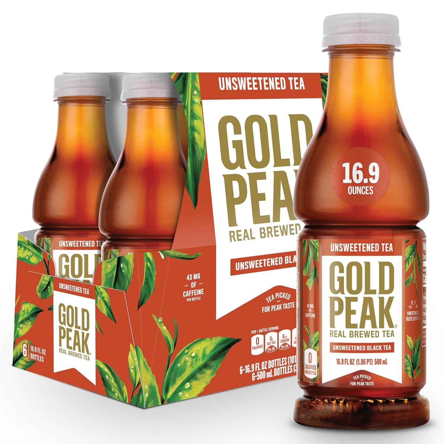 Gold Peak Zero Sugar Sweet Tea – Mindful Sip for Diet and Weight Management Goals, 16.9 fl oz Bottles 6 Pack