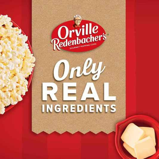 Orville Redenbacher's Movie Theater Butter Microwave Popcorn + Tub – Mindful Movie Night Snack for Apartment Kitchen