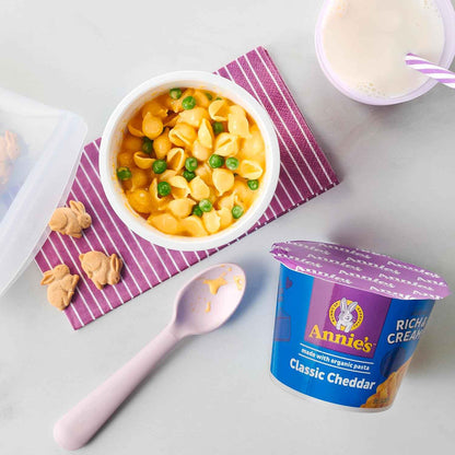 Annie's Classic Cheddar Deluxe Mac Cups – Simple Pantry Staple for Clutter Free Kitchens, Single Serve 2.6 oz