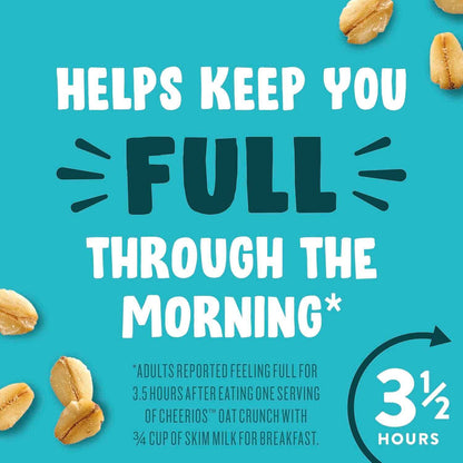 Cheerios Oat Crunch Cinnamon Breakfast Cereal – Whole Grain Office Snack and Post-Workout Fuel for Health-Conscious Routines, 24 oz Box