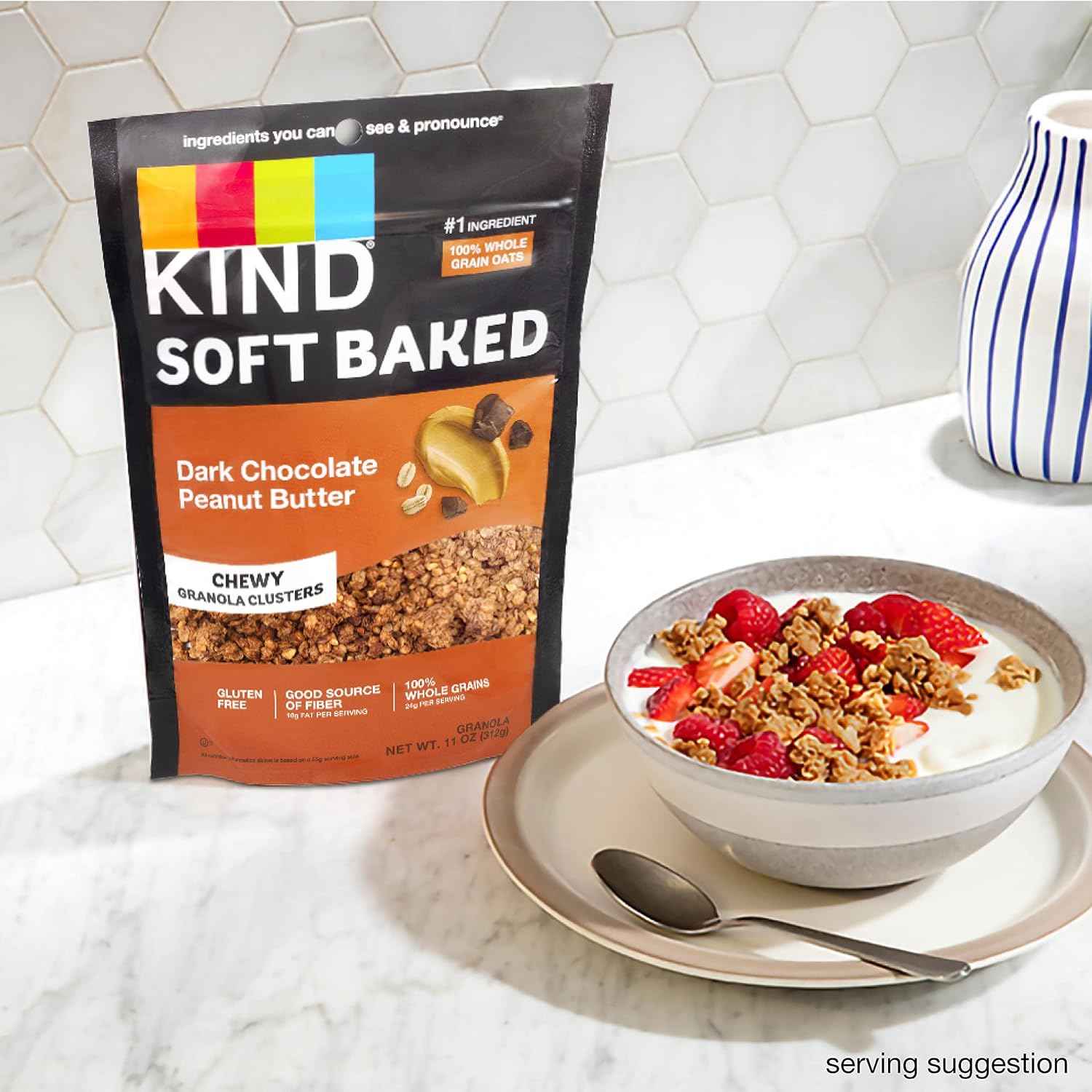 KIND Soft Baked Granola – Dark Chocolate Peanut Butter Desk Snack for Focused Home Office Energy, 5g Protein