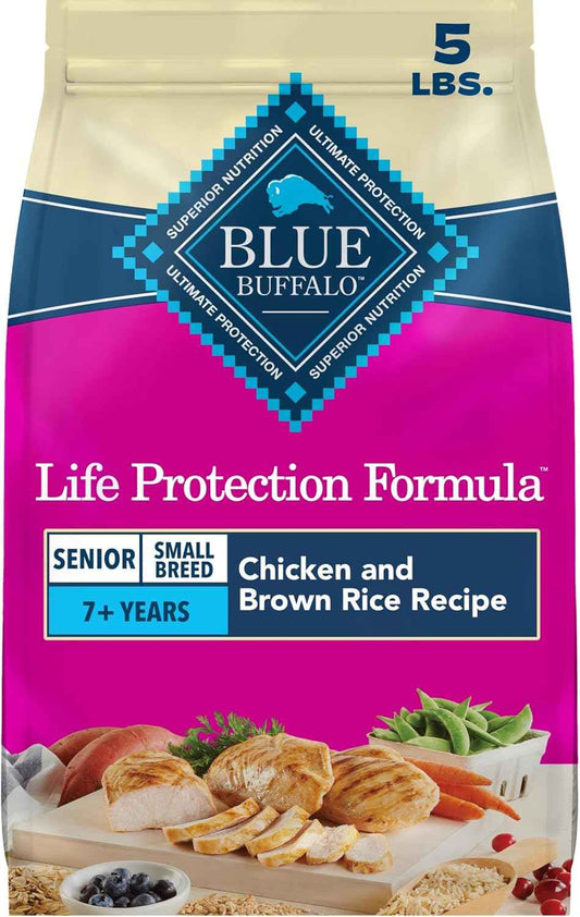 Blue Buffalo Life Protection Senior Small Breed Chicken & Brown Rice – Practical Pet Parent Gift for Holiday and Birthday, 15 lb