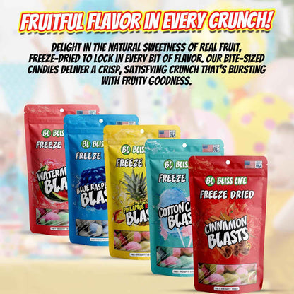 Bliss Life Freeze Dried Candy Variety Pack for School Snacks and Playdate Treats, 1.5oz Kid-Friendly Crunchy Bags