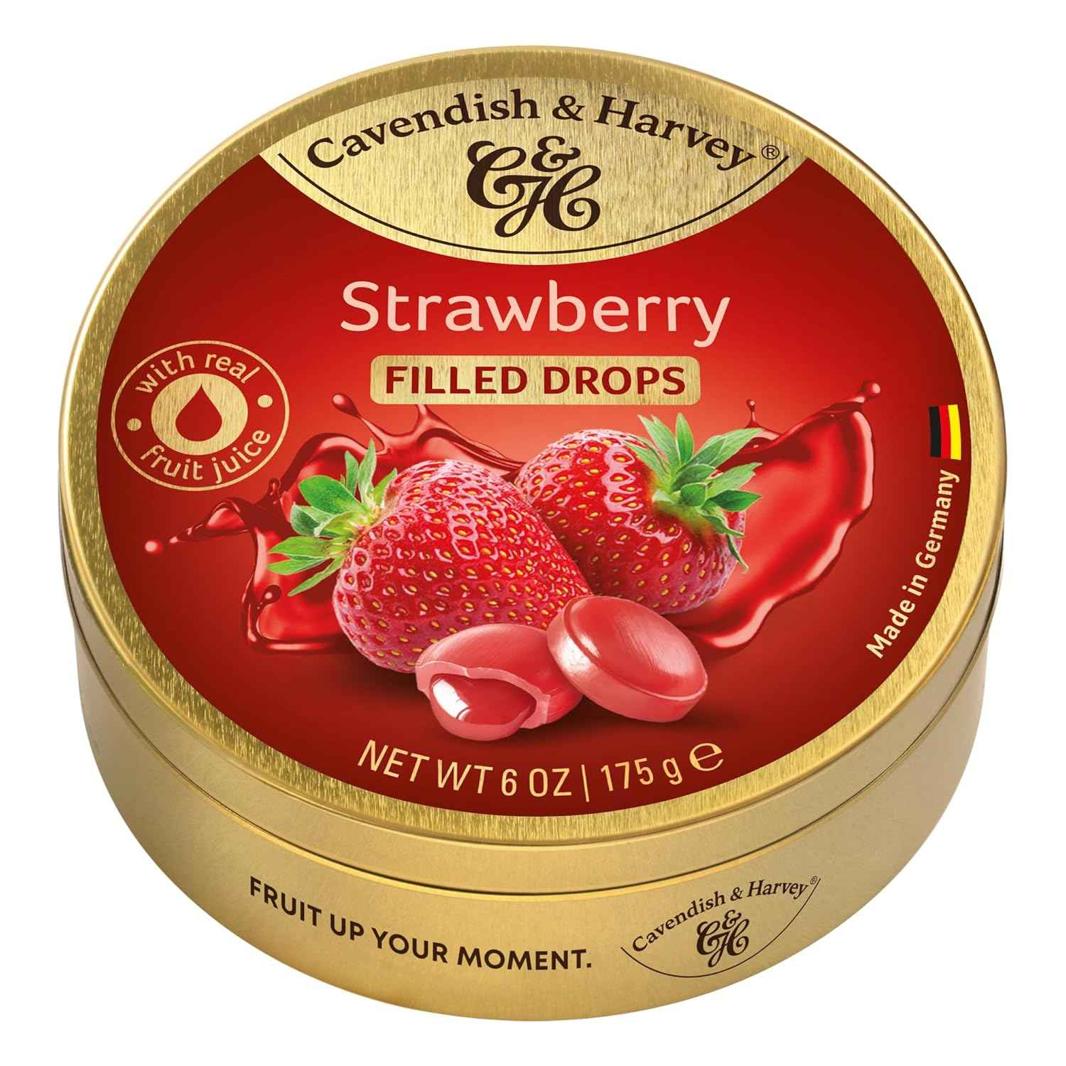 Cavendish & Harvey Fruity Orange Candy in Keepsake Gold Tin – European Luxury Candy for Entertaining