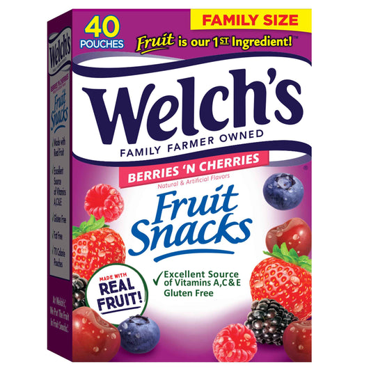Welch's Fruit Snacks Mixed Fruit – Sideline Sports Snack for Kids' Game Days, 40 Single-Serve 0.8 oz Bags