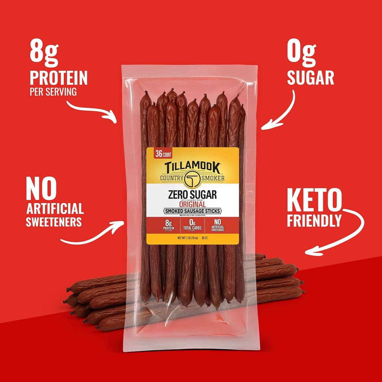 Tillamook Country Smoker Meat Sticks – Shelf Stable Office Desk Snack for Midday Focus Between Meetings