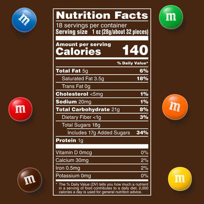 M&M'S Milk Chocolate Candy for Kids – Family Size 18 oz Resealable Bag for Lunch Boxes and Snack Time