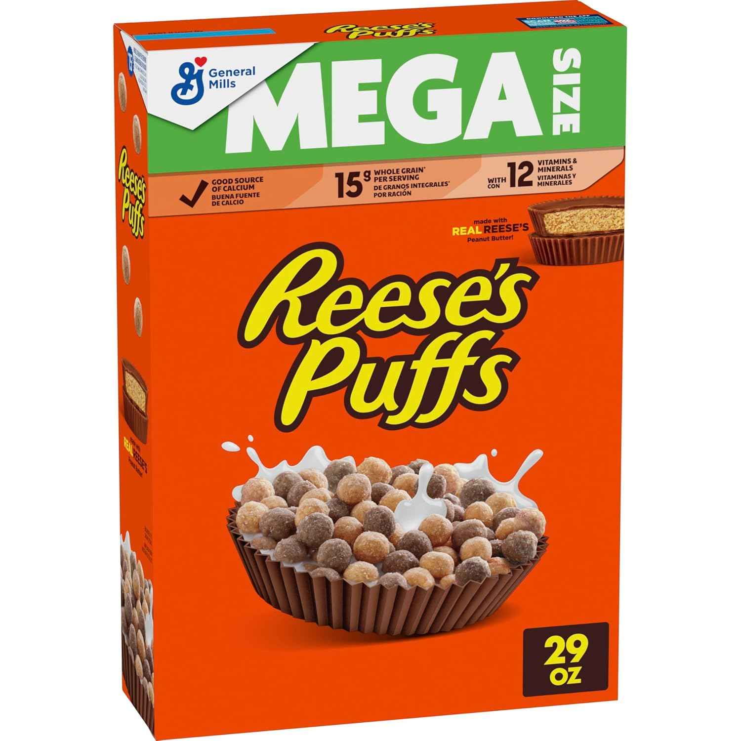 REESE'S PUFFS Cereal, 29 oz Mega Box – Fun Care Package Gift for College Students and Dorm Room Snacking