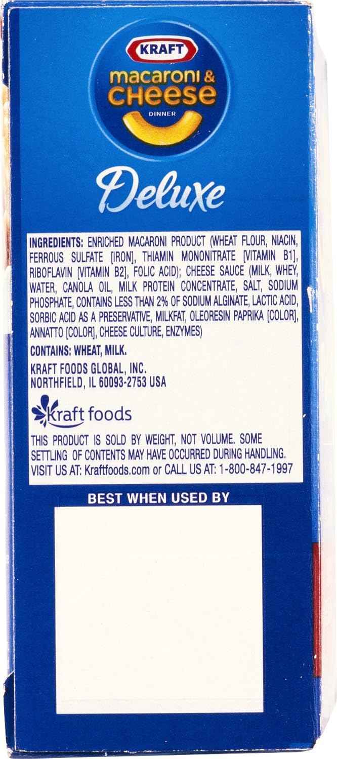 Kraft Deluxe Sharp Cheddar Macaroni & Cheese Dinner for Dorm Study Snacks and Quick Late-Night Fuel