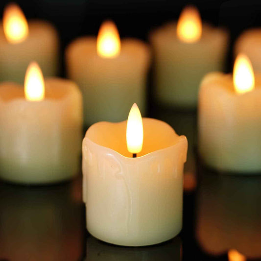 Homemory Flameless Votive Candles with Auto Timer, Calming 6-Hour Realistic Flicker Set for Nightly Wind Down Routine and Meditation Corner, 6 Pack