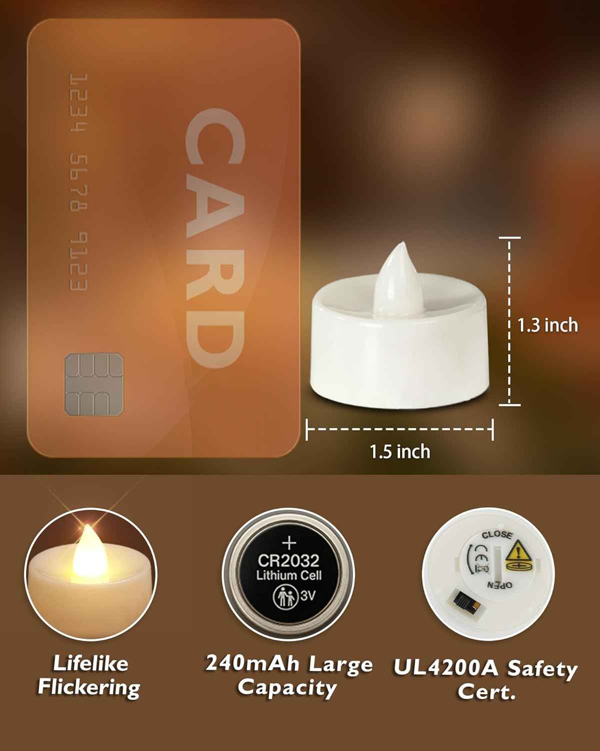 Homemory 24-Pack Flameless Tea Lights – Thoughtful Housewarming Gift for Her, Cozy New Home Votive Set with Batteries Included