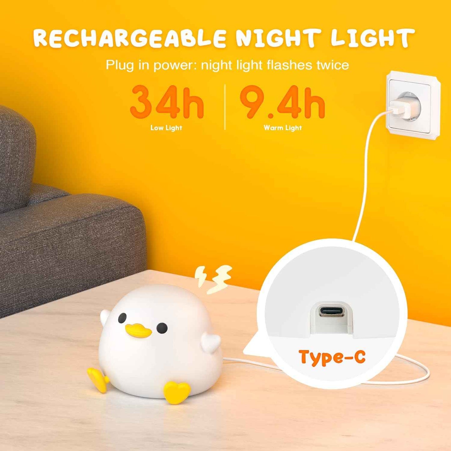 UNEEDE Cute Bean Animal Night Light – Cozy Bedroom Decor Accent with Warm Ambient Glow, Silicone Tabletop Lamp