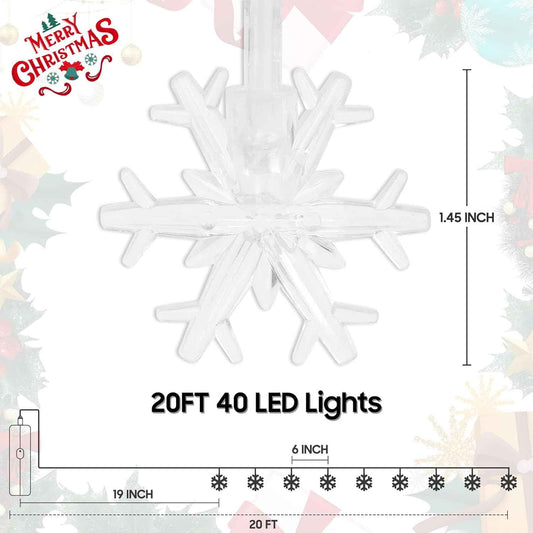 Lakumu Snowflake Fairy Lights 20FT Battery Operated String Lights for Bedroom Aesthetic and Cozy Living Room Decor