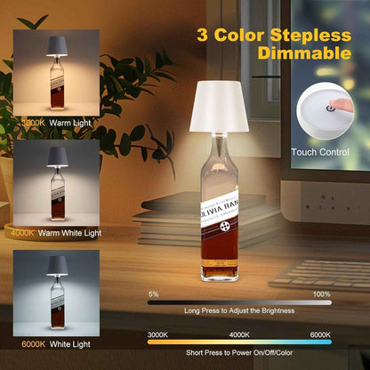 Minimalist Cordless Bottle Lamp, Clean Line Rechargeable LED for Uncluttered Spaces