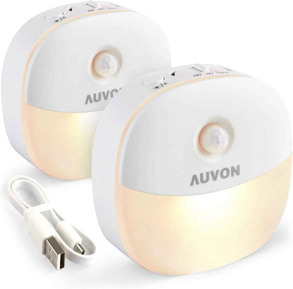 AUVON Rechargeable Mini Night Light – 2.2-Inch Flush Stick-On Light for Clean, Clutter-Free Walls