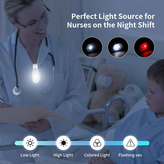 Rechargeable Nurse Light Clip On – Safer Alternative to Phone Flashlight for Patient Care, No Overheating Silicone Build