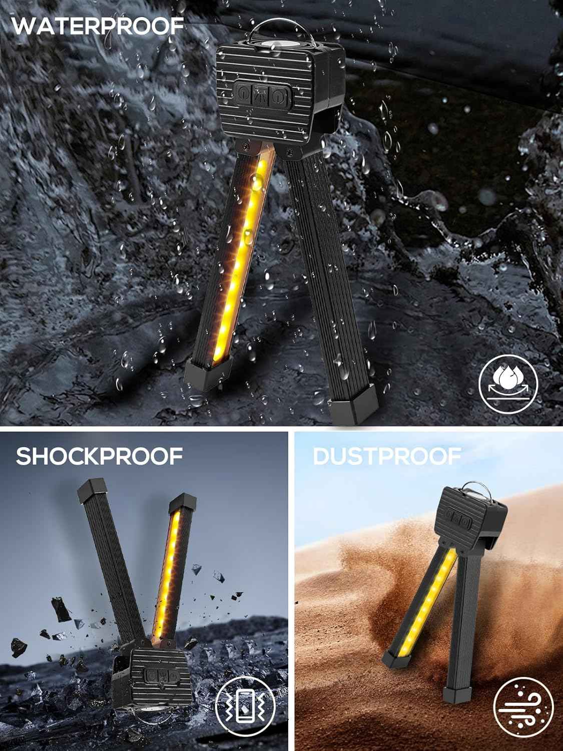 LumeGrip Pro – Emergency Flashlight for Power Outages, Rechargeable Lantern with Flashing and Red Mode