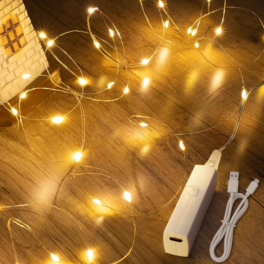 Lakumu LED Fairy Lights Warm White – Cozy Bedroom Ambient String Lights with Timer for Living Room Shelf Styling