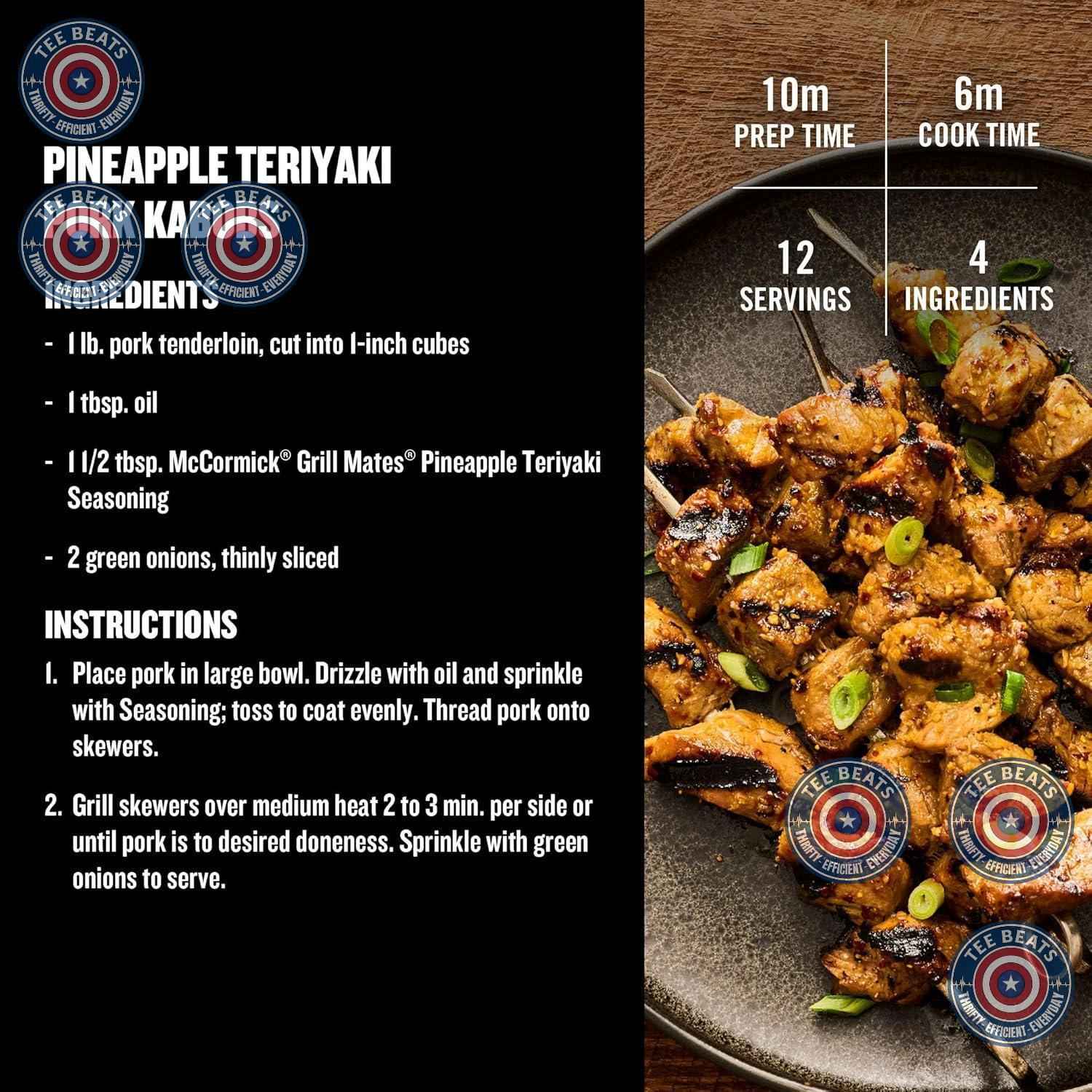 McCormick Grill Mates Pineapple Teriyaki Grilling Rub for Family-Friendly Meals, Mild Sweet-Savory Flavor That Pleases Picky Eaters