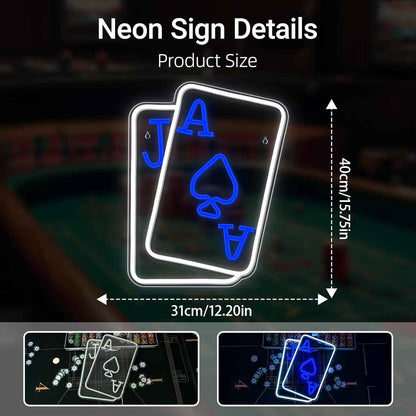 Gamerneon Poker Neon Light Sign – Safe Bedroom Decor for Tween and Teen Gamers, USB Powered with Cord Switch