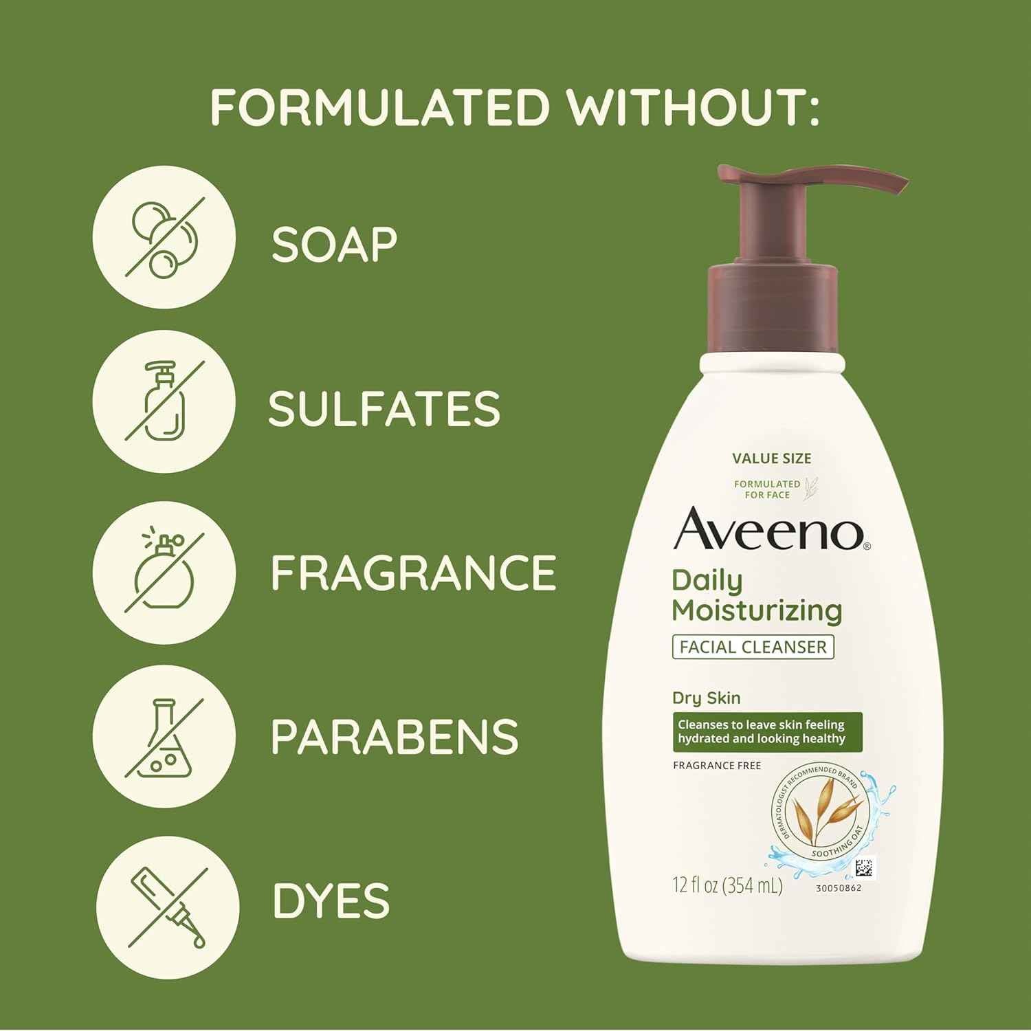 Aveeno Daily Facial Cleanser – Clean, Simple Face Wash for Uncluttered Skincare Routines