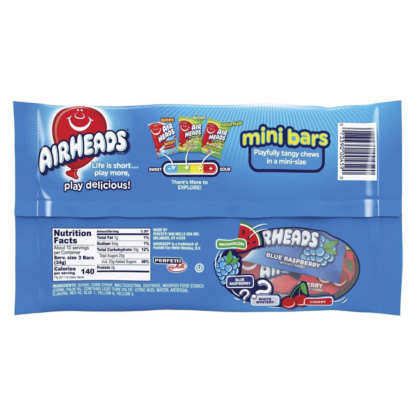 Airheads Candy Patriotic Red White and Blue Variety Bag, Heat-Resistant Individually Wrapped Mini Bars for Parade Routes, 12oz