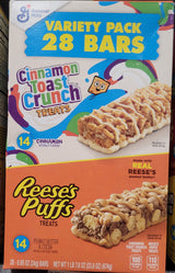 Reese's Puffs Cinnamon Toast Crunch Snack Bars – Care Package Gift for Students and Teachers, 28 ct