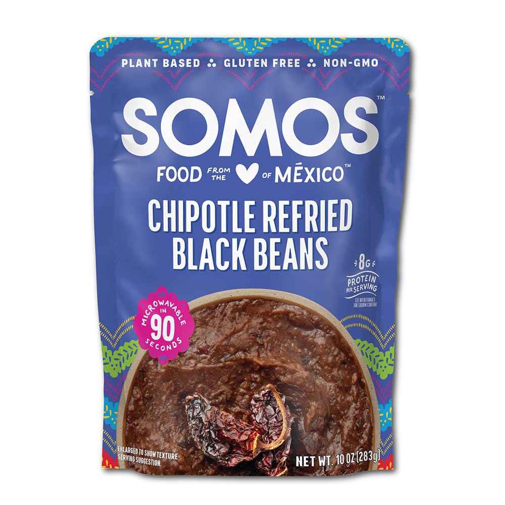 Somos Refried Chipotle Black Beans 10 oz – Clean-Ingredient Mexican Side for Label-Reading Home Cooks