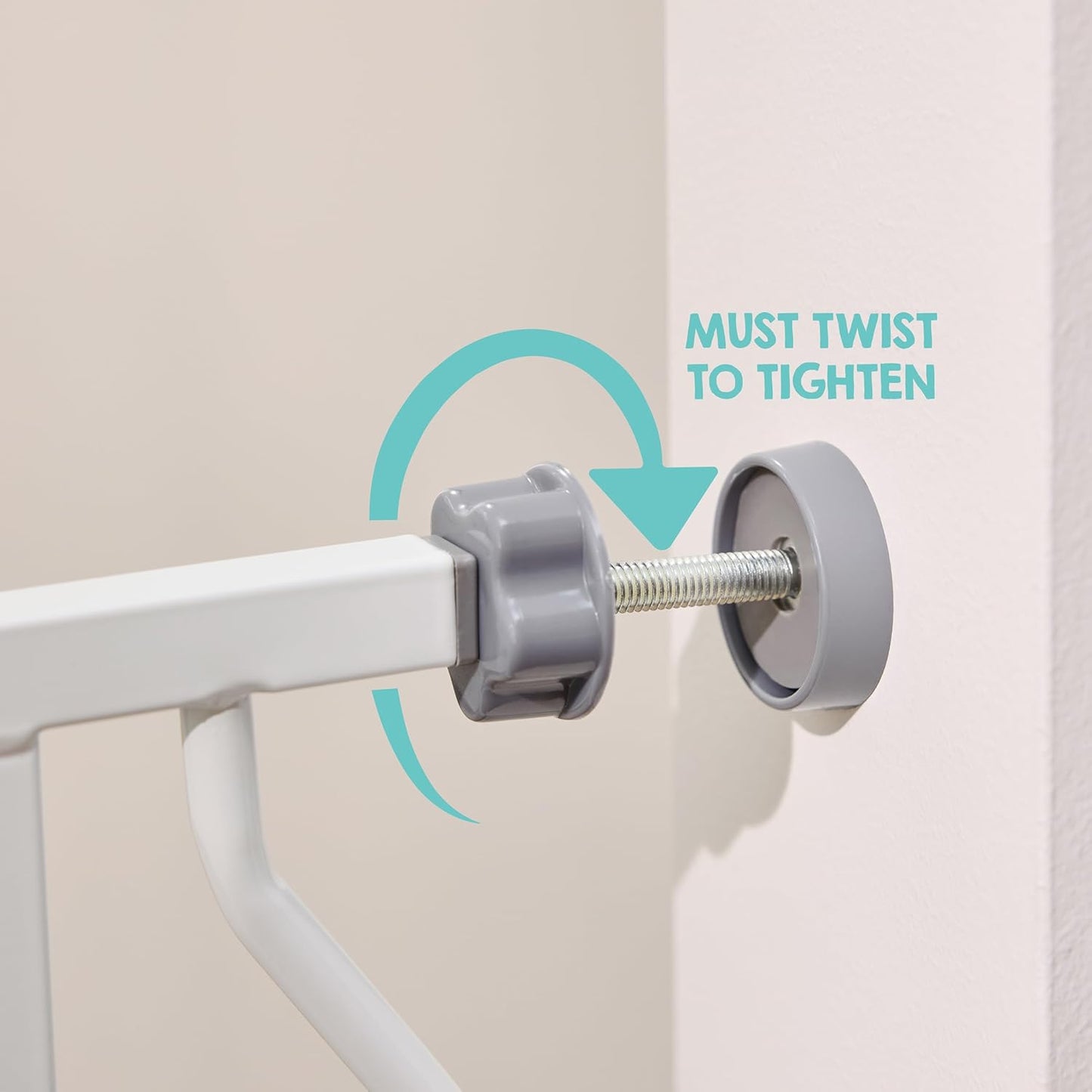 Regalo Baby Gate with Door in White – Modern Pressure Mounted Safety Gate that Blends with Doorways, Hallways and Staircases