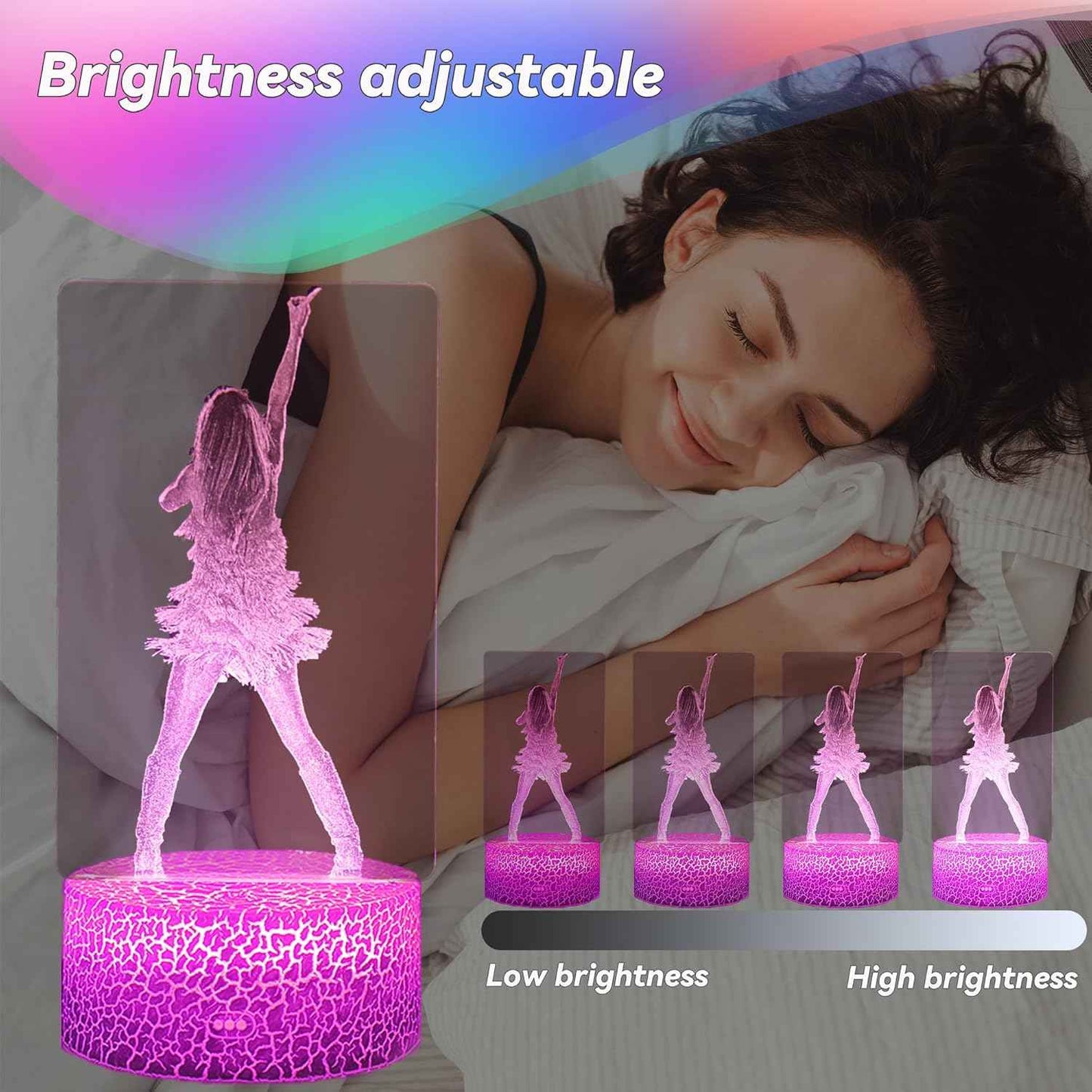 Pop Star Acrylic Plate Light – Modern Bedroom Accent Lamp, 16 Color Ambient Mood Lighting