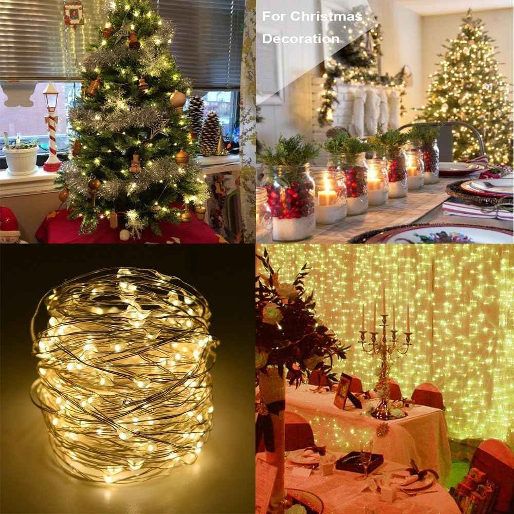 Brightown Battery Fairy Lights – Portable Silver Wire String Lights for Patio, Porch and Outdoor Dining