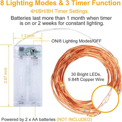 innolife LED Fairy String Lights 6 Pack – IP65 Waterproof Patio Lights with Remote Timer and 8 Modes