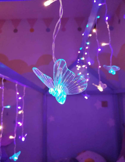 90 LED Butterfly Fairy Lights 10ft – Aesthetic Pastel String Lights for Bedroom Wall, Curtain, and Ceiling