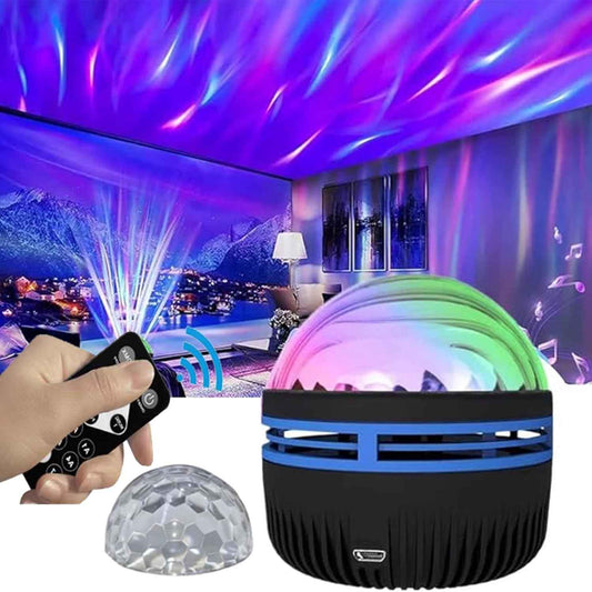 LUMENA Modern Round Aurora Projector – Ambient RGB Mood Lamp for Bedroom and Living Room Decor with Dual Patterns