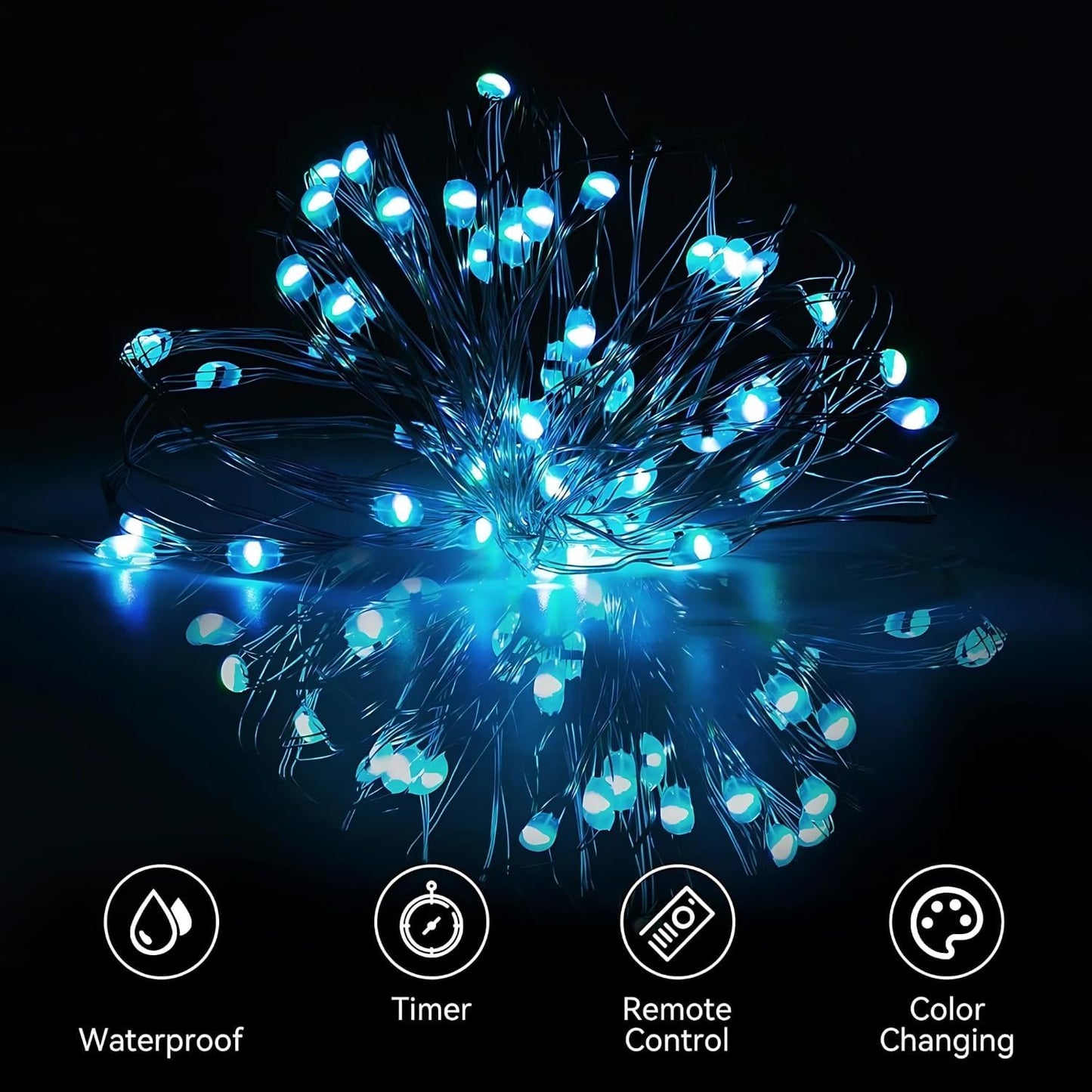 remote control with up to 16ft range, brightness adjustment, and on/off control