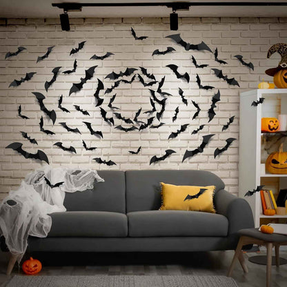 LUDILO 3D Bat Wall Stickers – Safe Playroom Decoration for Kids Halloween Party