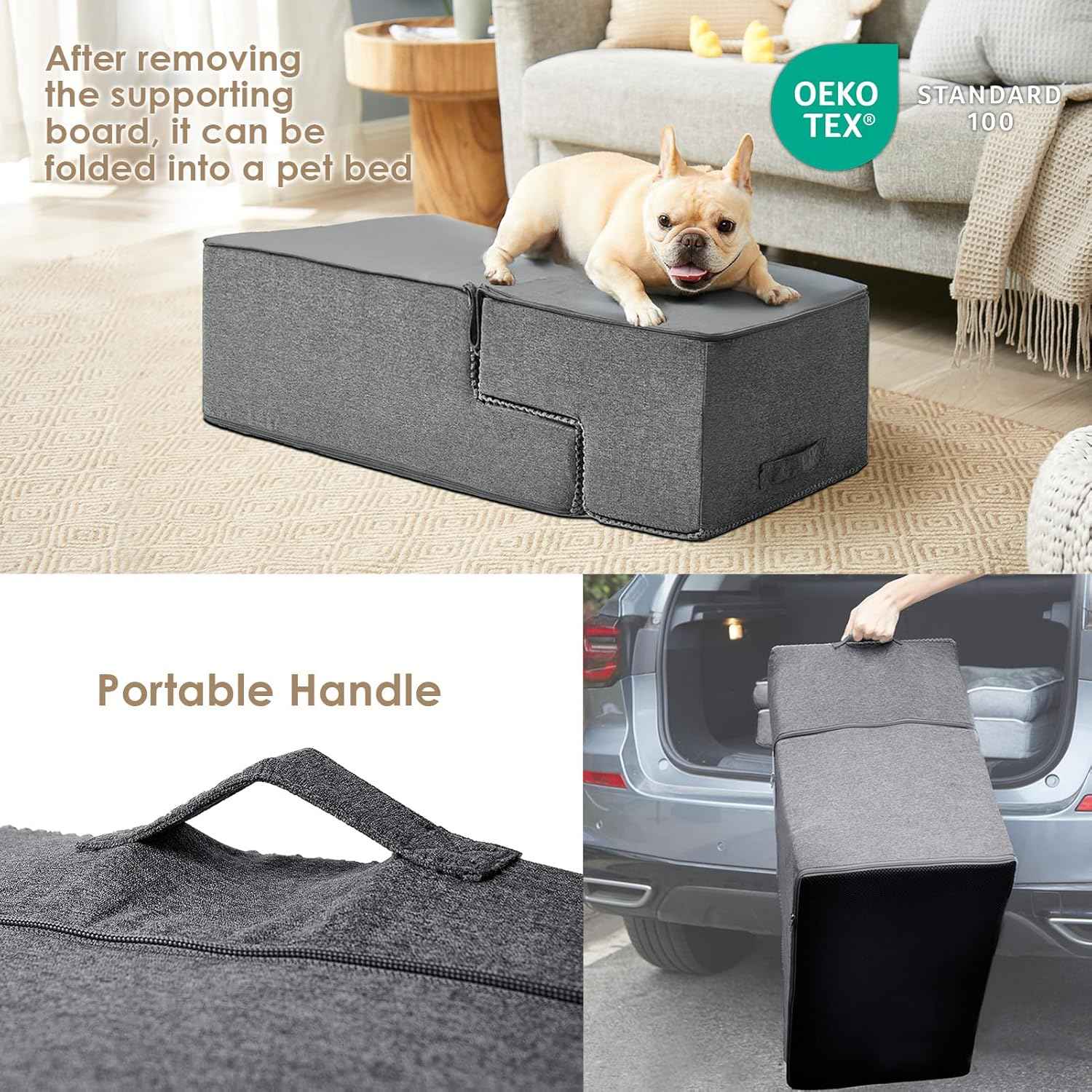 EHEYCIGA Dog Stairs for Bed 18" – Recovery Foam Steps for Post-Surgery and Arthritic Pets